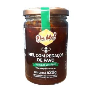 Mel com Pedaços de Favo Flores Eucalipto 420g - Du Mel