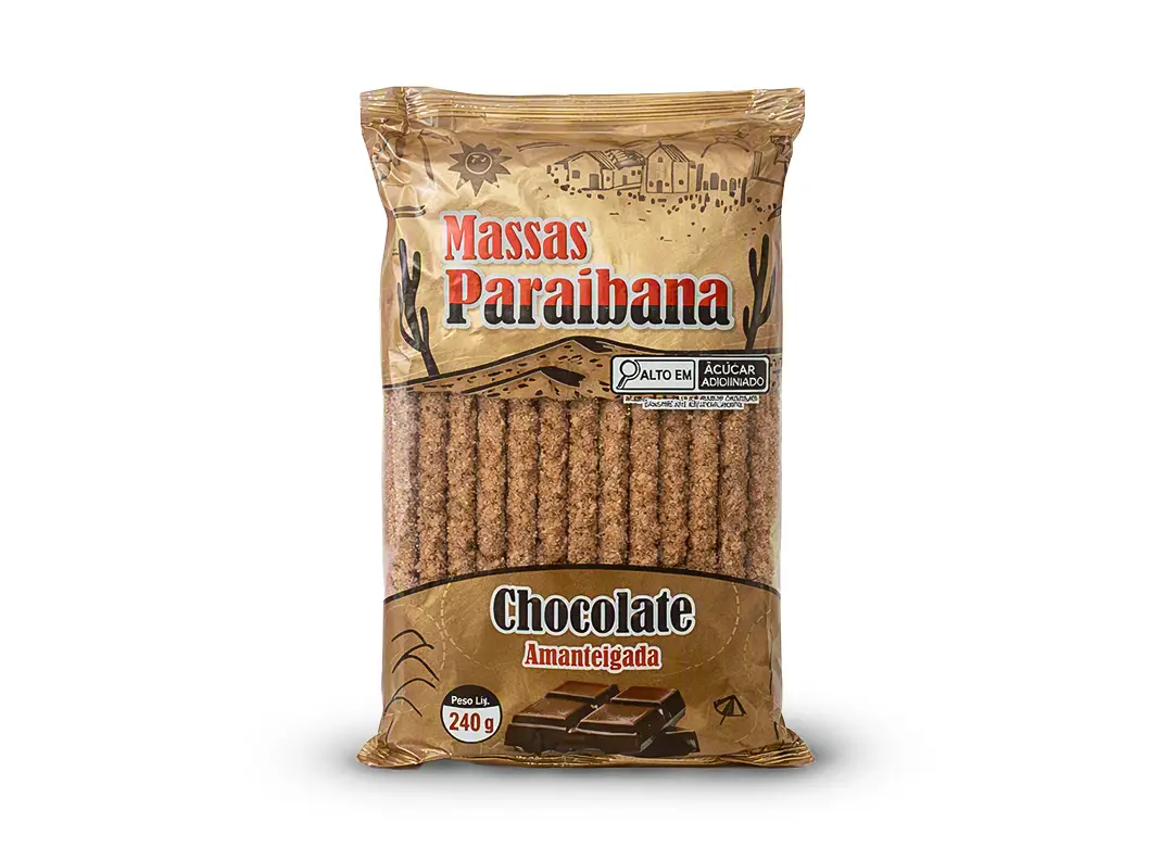 Bolacha Amanteigada Sabor Chocolate 240g - Massas Paraibana