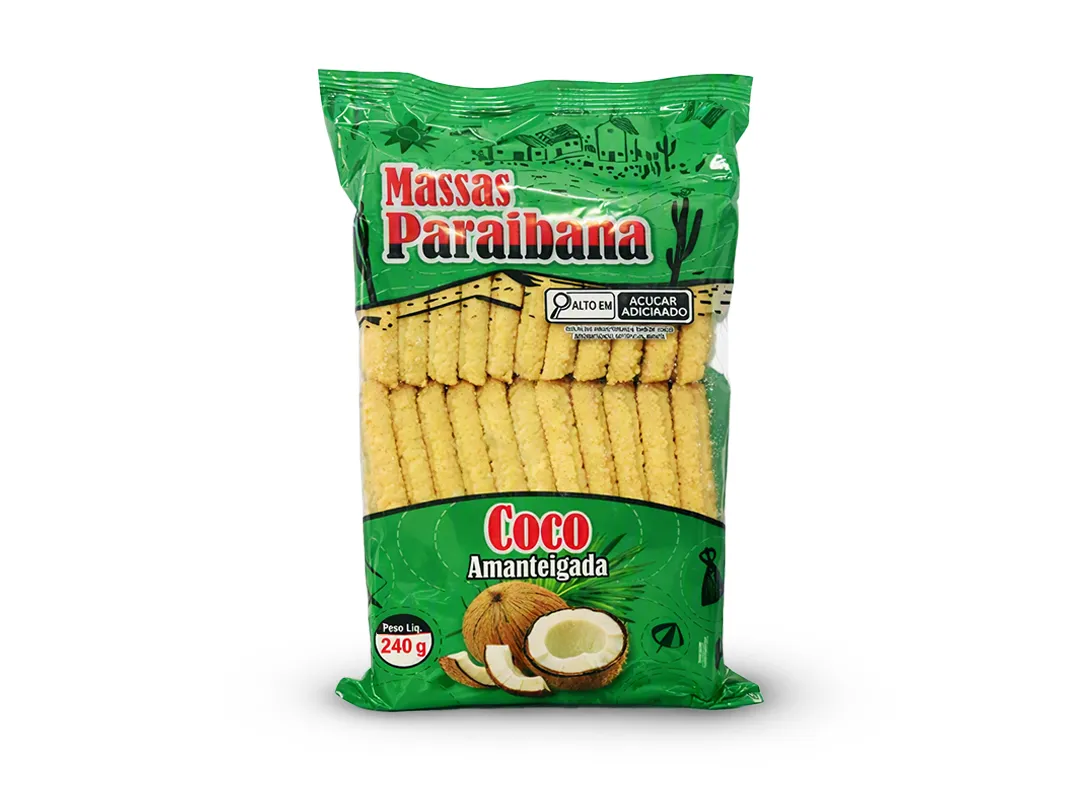 Bolacha Amanteigada Sabor Coco 240g - Massas Paraibana